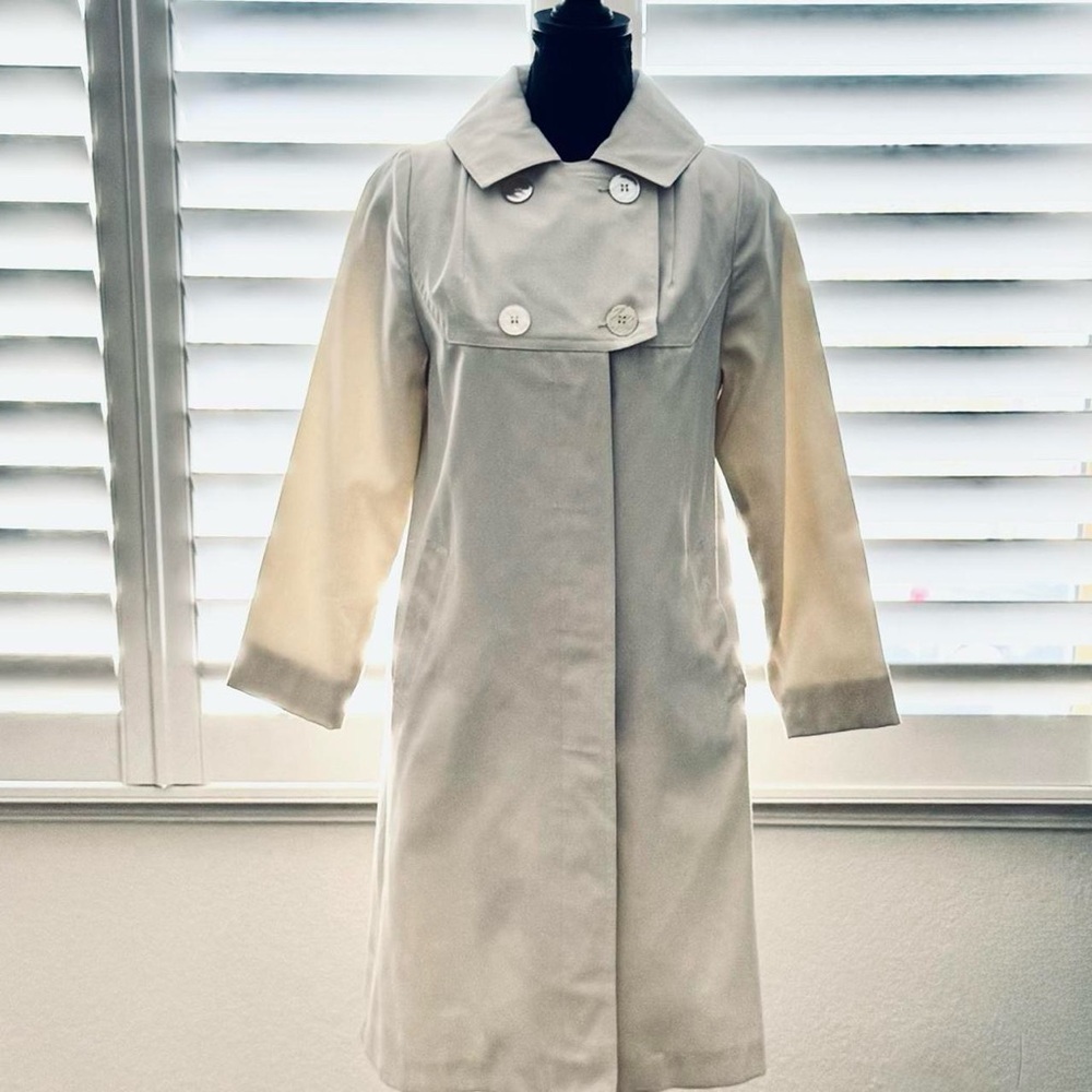 Seven7 Cream Trench Coat with Buttoned Yoke